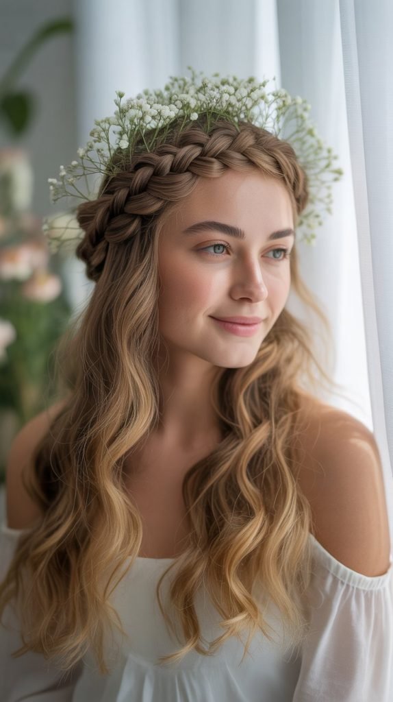 Crown Fishtail Braid with Flowing Waves