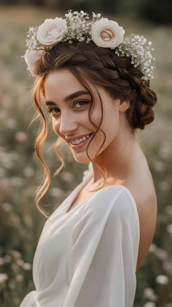 Braided Bun with Loose Wavy Strands