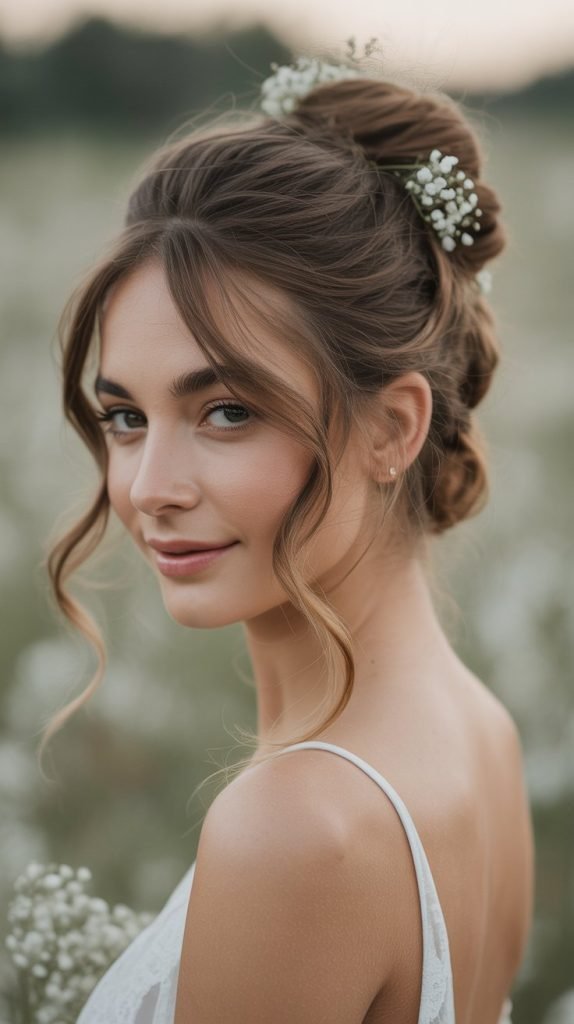 Loose Messy Bun with Face-Framing Waves