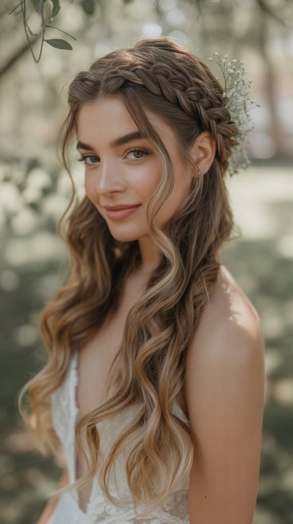 Braided Sides with Long Wavy Hair