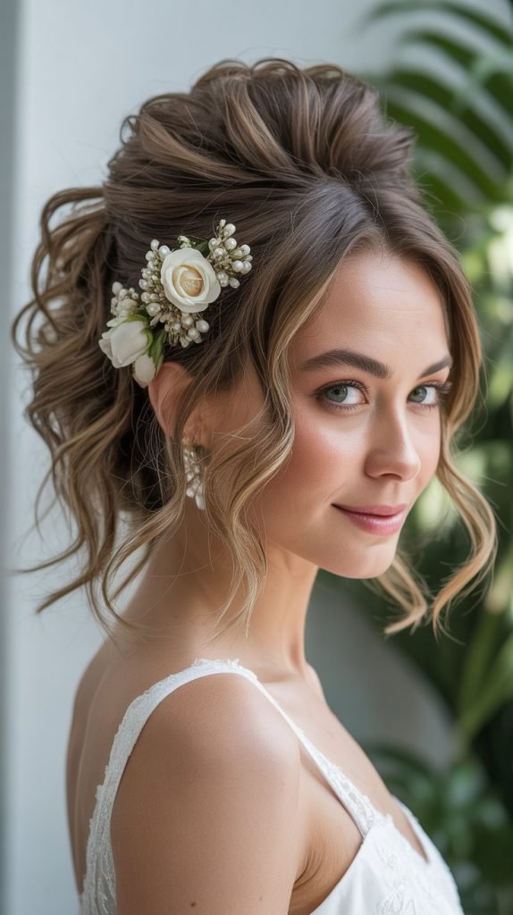 Tousled Chignon with Crown Volume