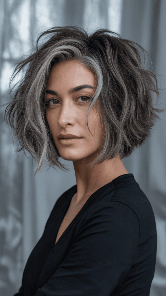 Salt-and-Pepper Shaggy Bob