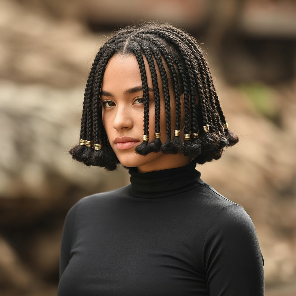  Fulani Braids Bob on Natural Hair