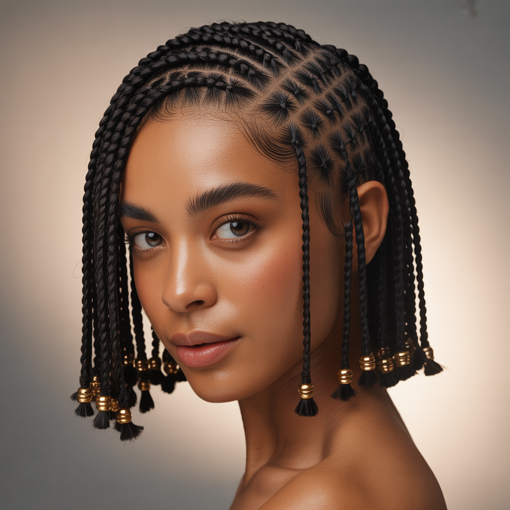  Short Side-Part Fulani Braids