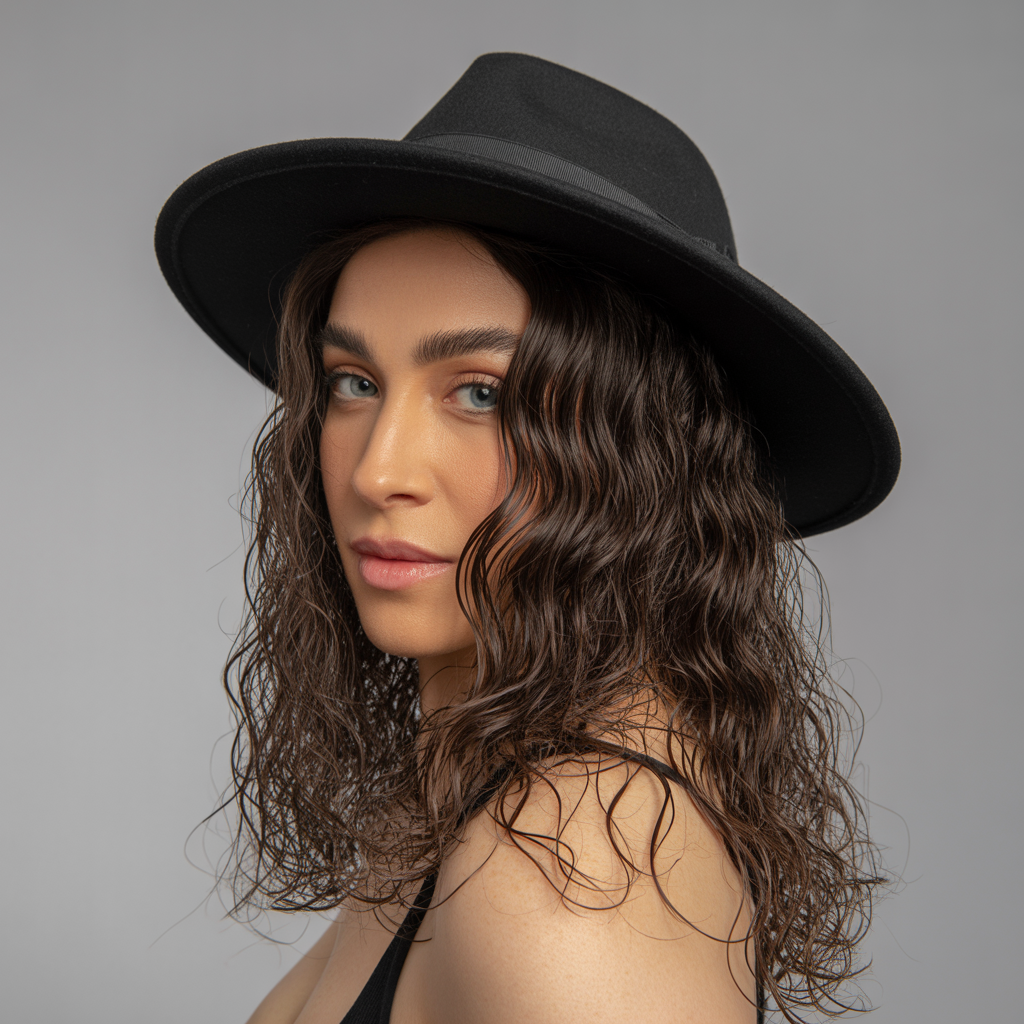 Wet Wavy Wig with Hat