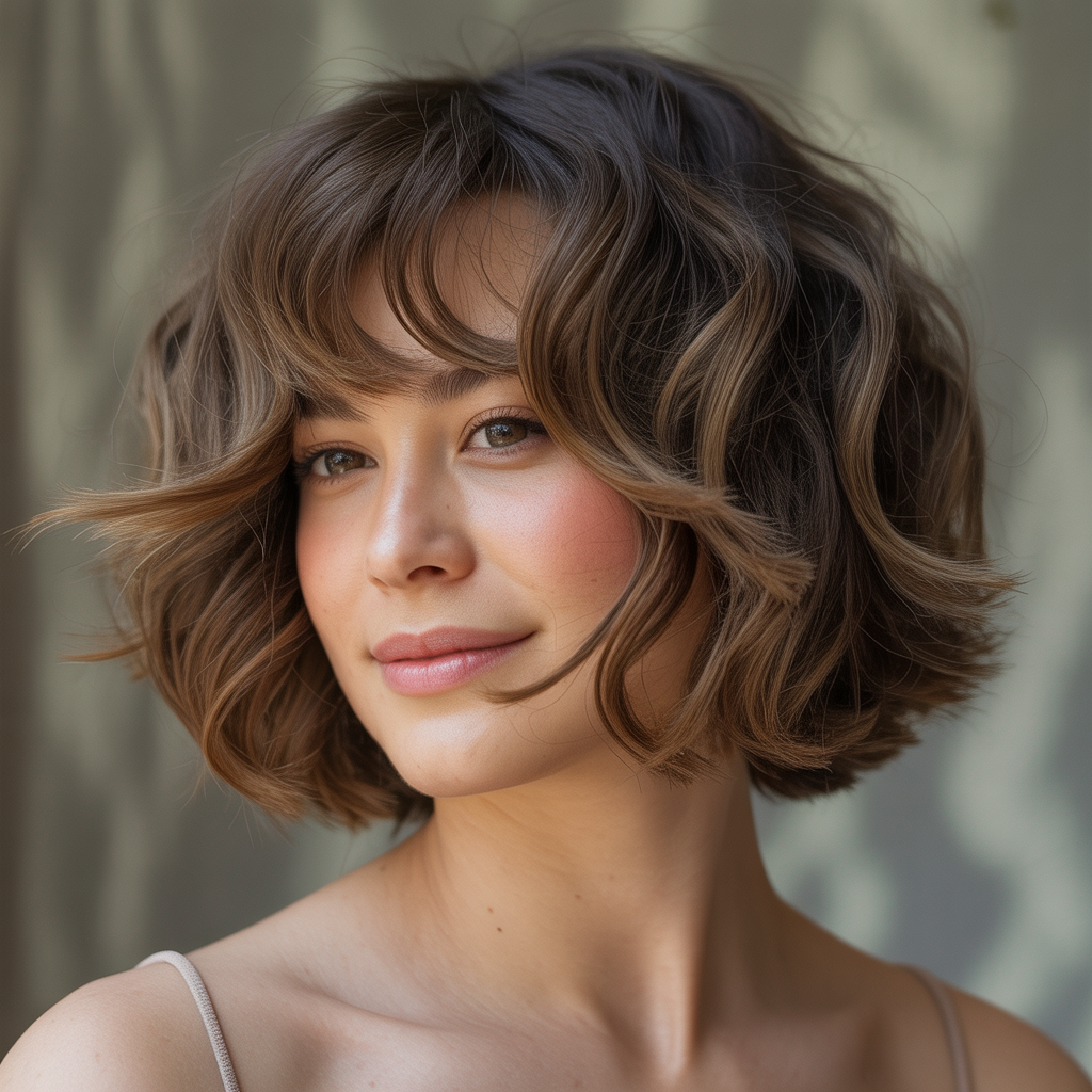 Wavy Butterfly Shag with Side Bangs