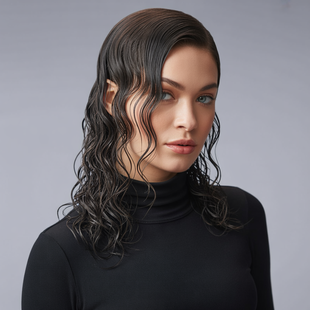 Side Part Water Wave Wig