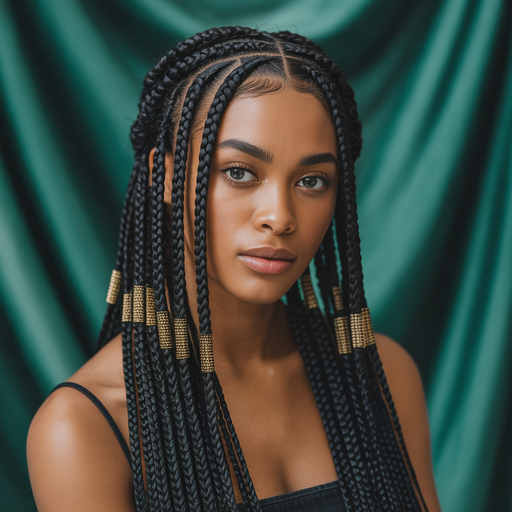 Side-Part Quick Weave Fulani Braids