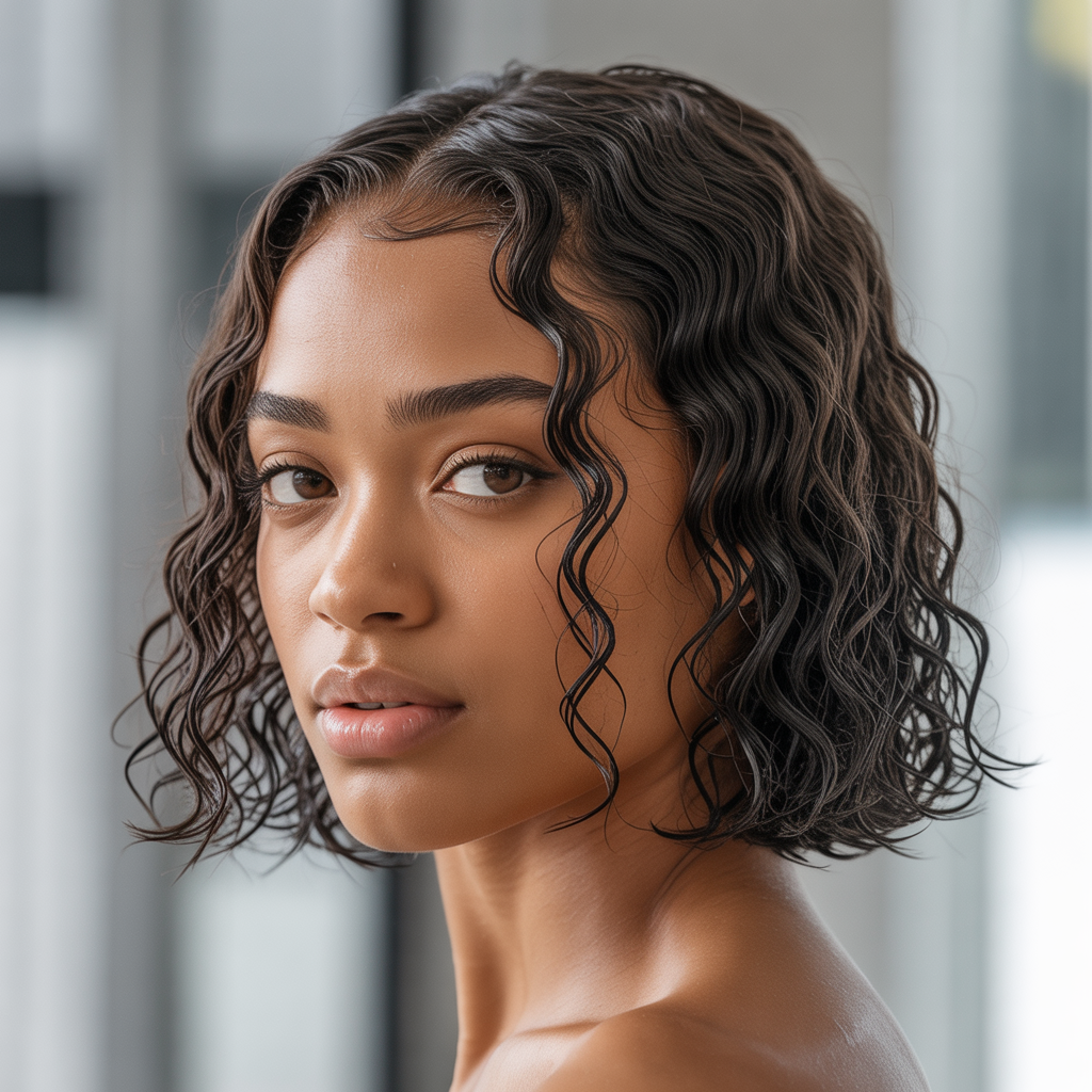 Wet and Wavy Blunt Cut