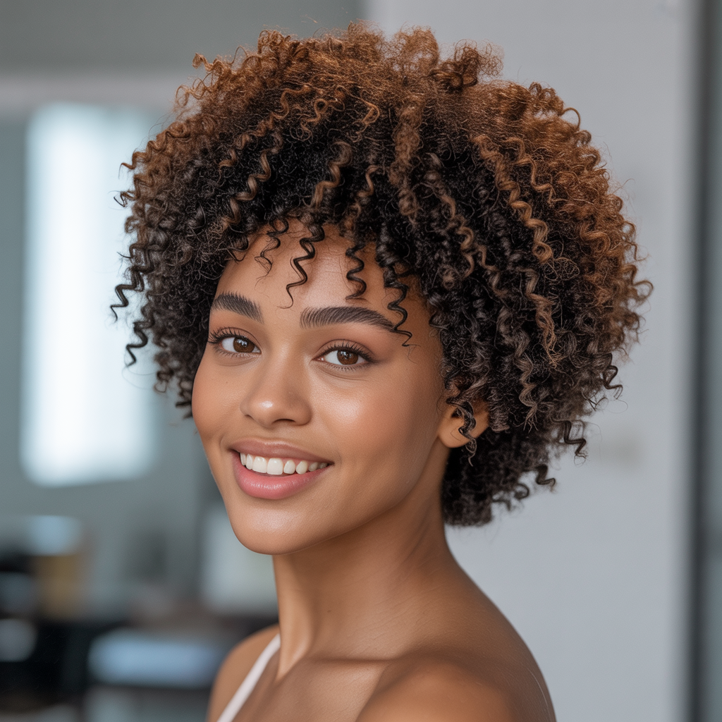  Short Afro with Defined Edges