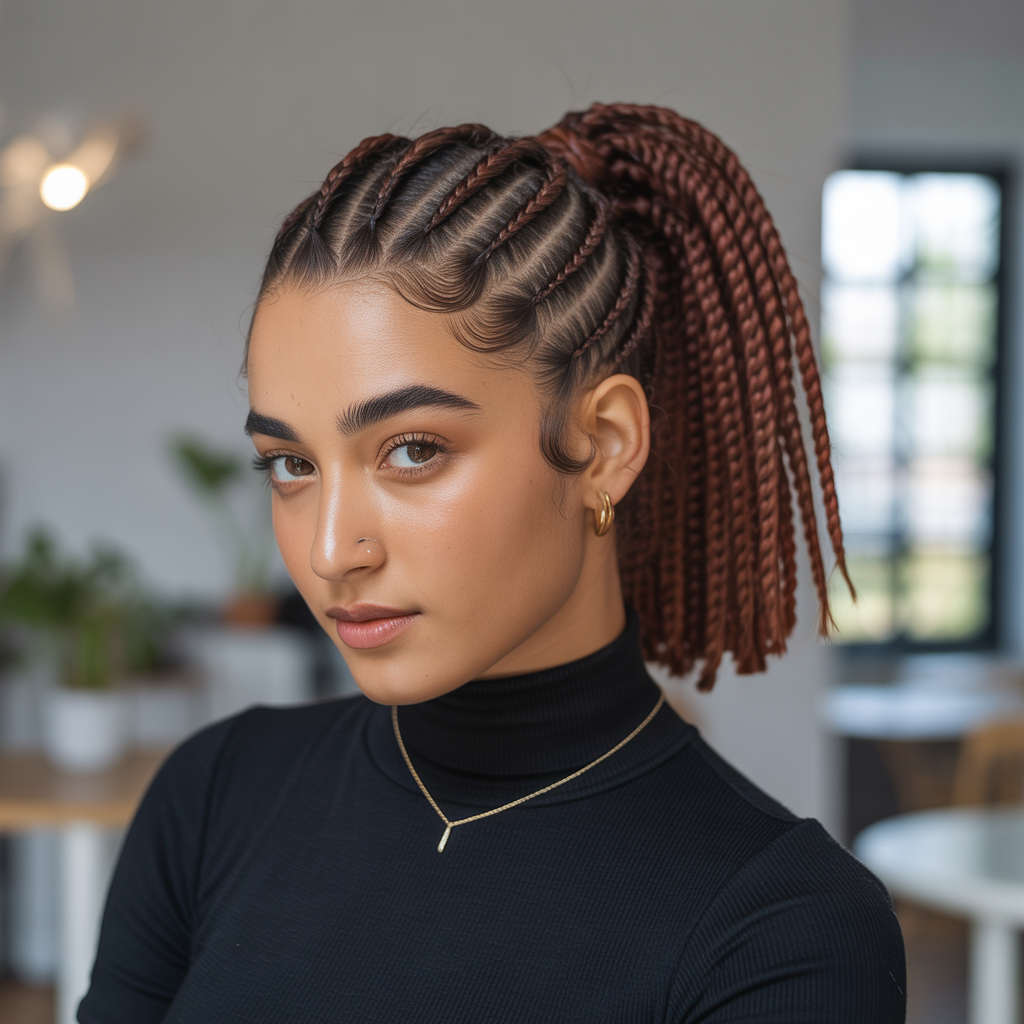 Short Fulani Braids Ponytail