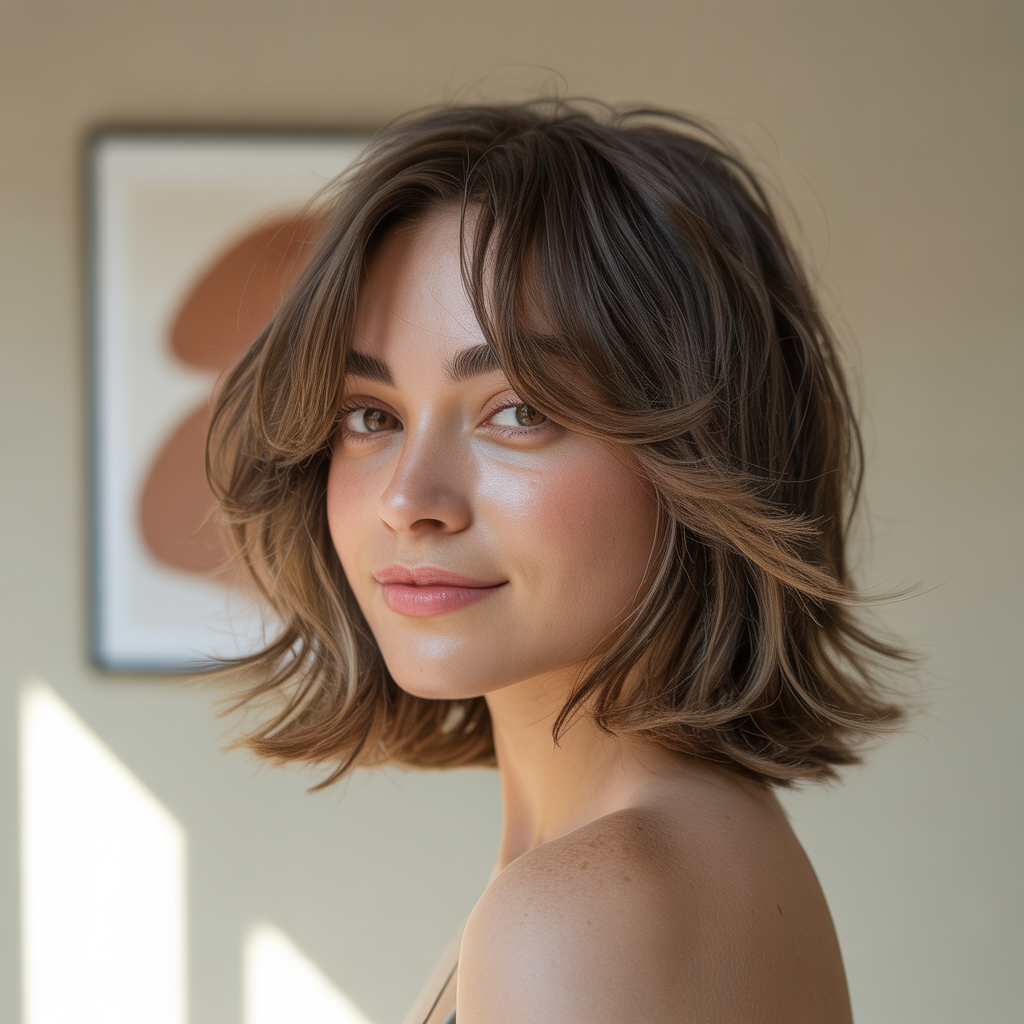 Medium-Length Shag with Side Bangs