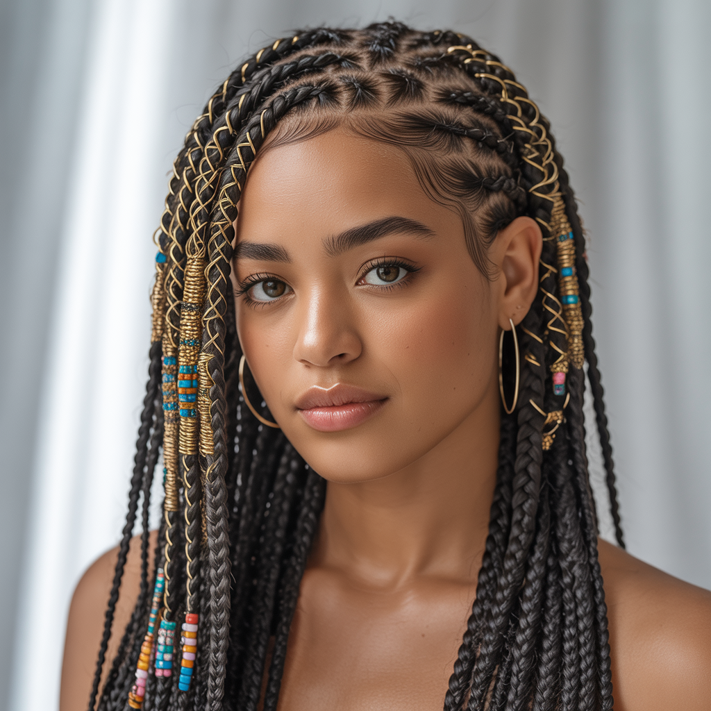 Half-Up Quick Weave Fulani Braids