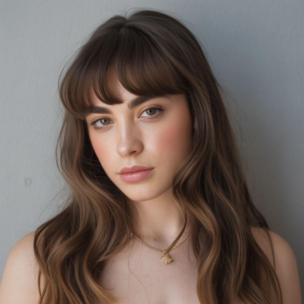 Butterfly Cut with Blunt Bangs