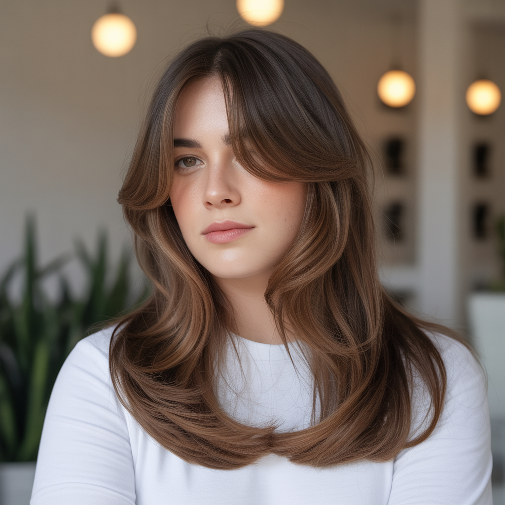 Butterfly Layers with Side-Swept Bangs