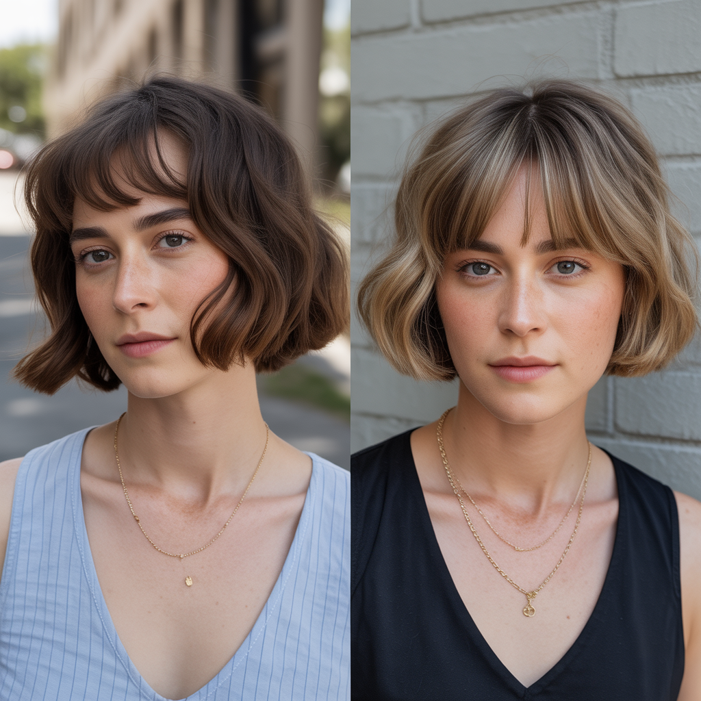  Chin-Length Cut with Curtain Bangs