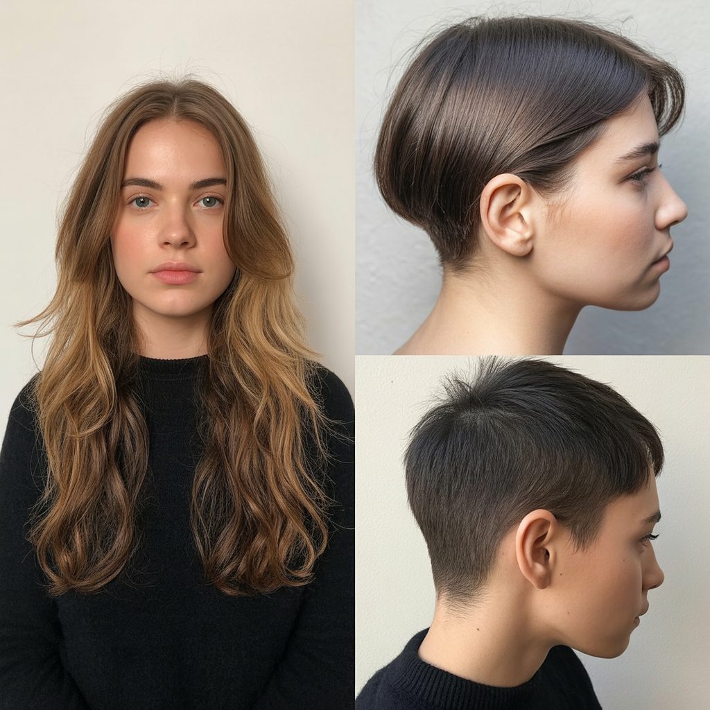 Long Hair to Short Crop with Side Part