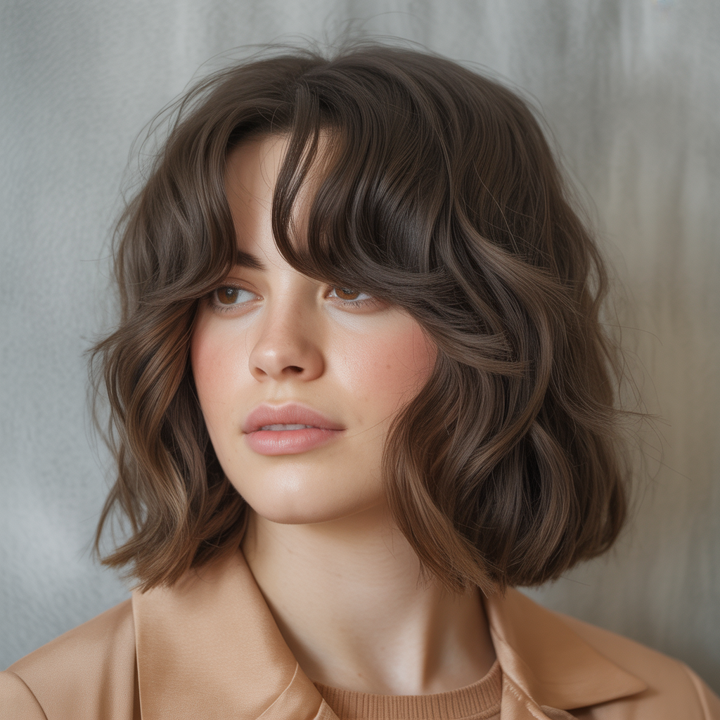 Shaggy Butterfly Lob with Curtain Side Bangs