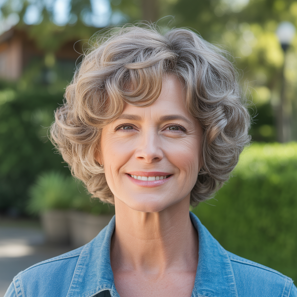 Short Curly Shag for Mature Hair