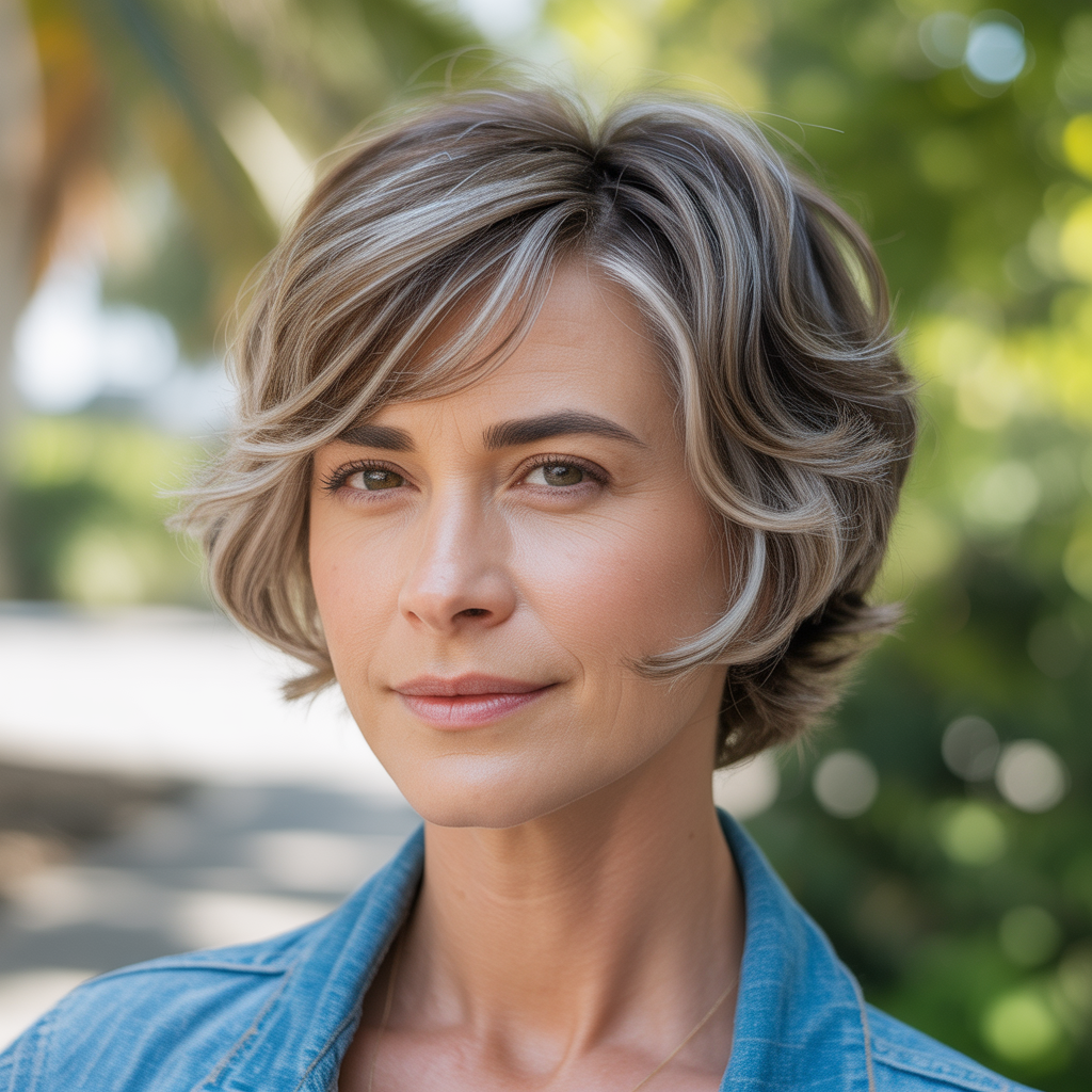 Short Shag for Mature Hair Without Bangs