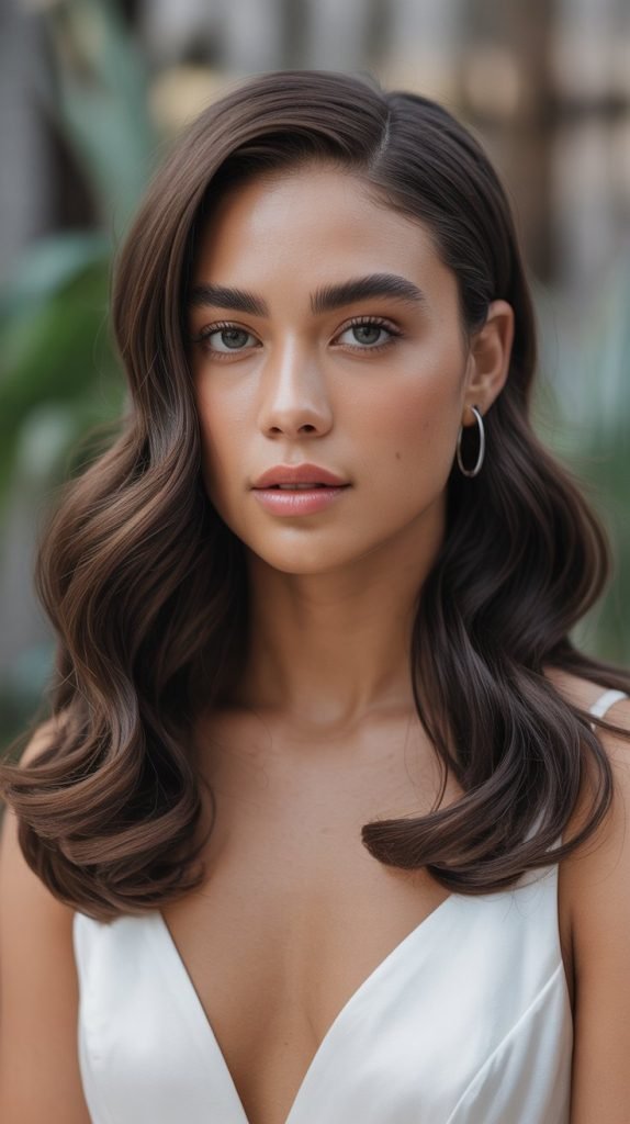 Sleek Center Part with Glossy Waves