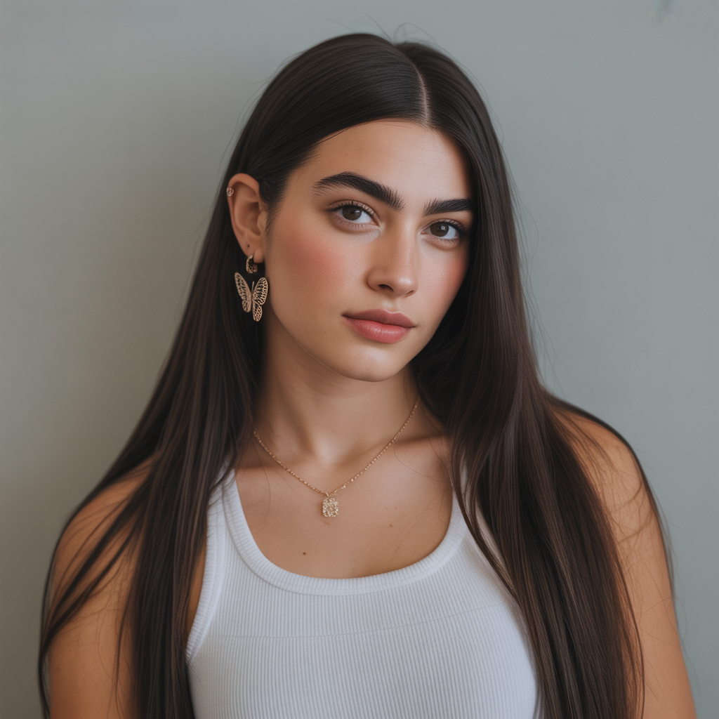 Sleek Middle Part Butterfly Look