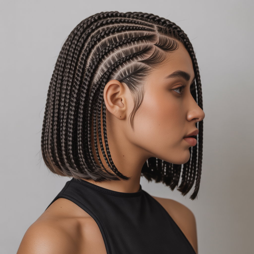 Angled Bob Side Part Braids