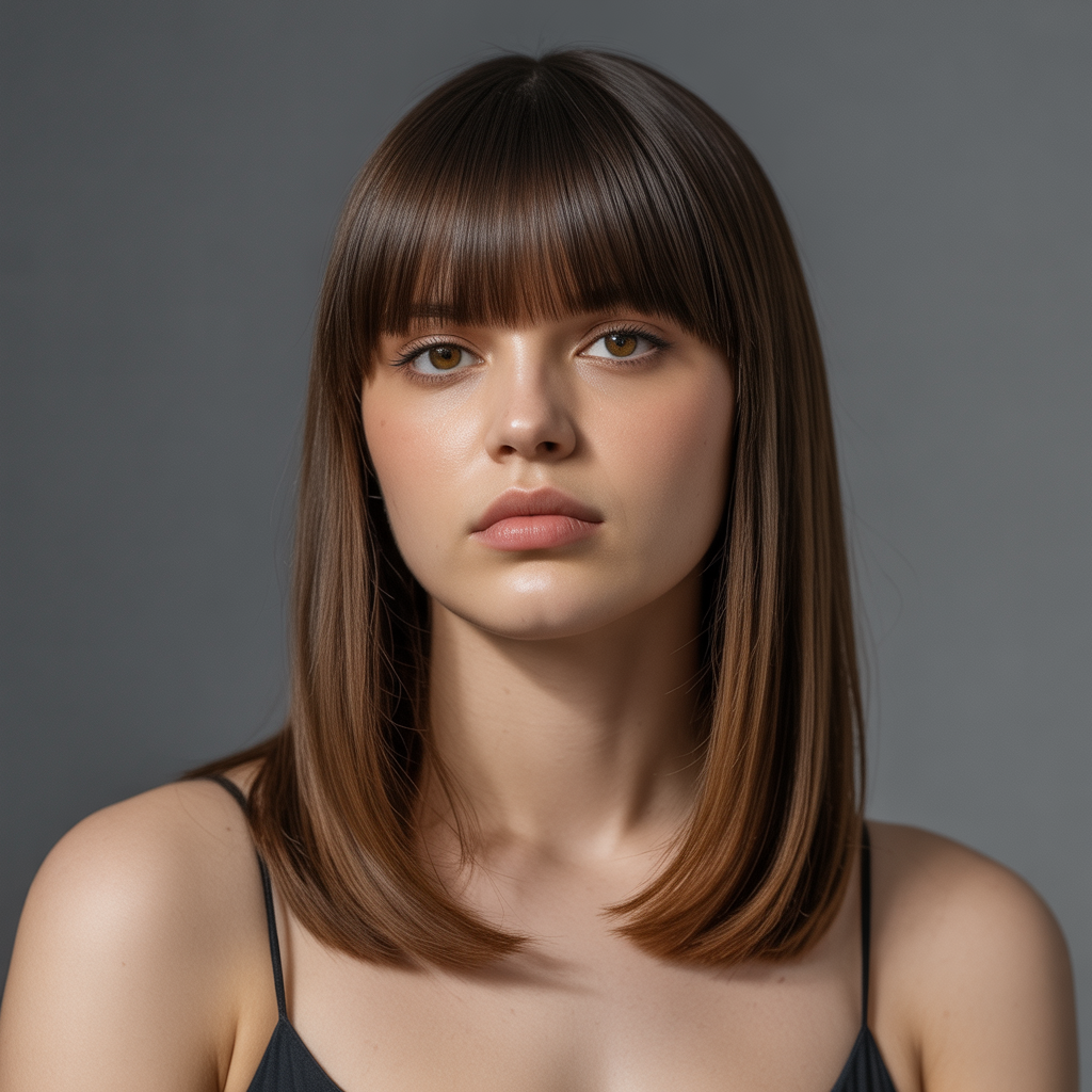 Straight-Across Bangs with Medium Cut