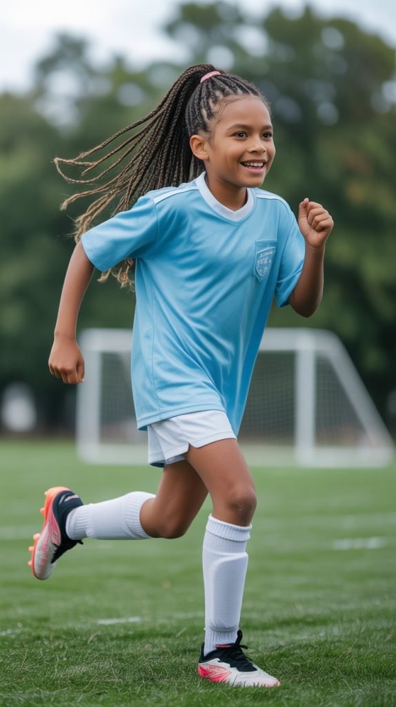 Athletic Side Part Braids with Ponytail