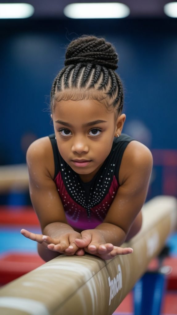 Athletic Updo Side Part Braids