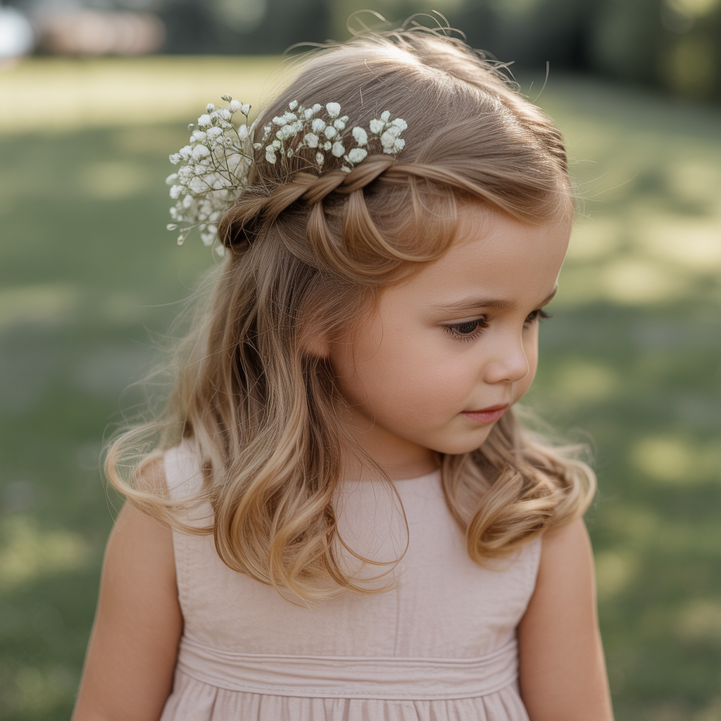 Twisted Half-Up with Baby's Breath