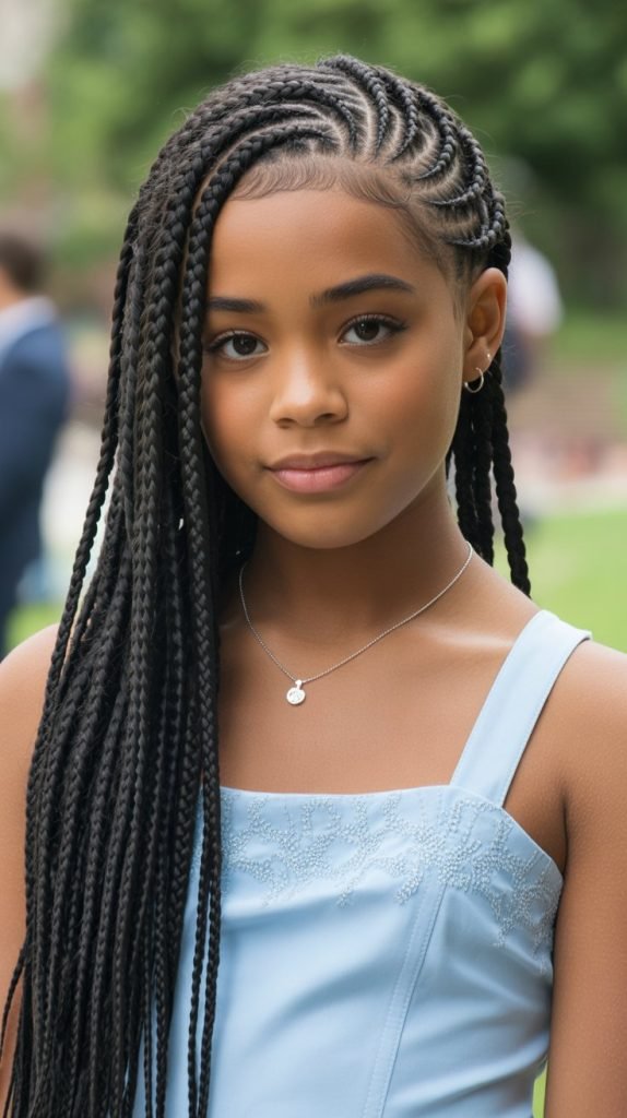 Side Part Goddess Braids for Tweens