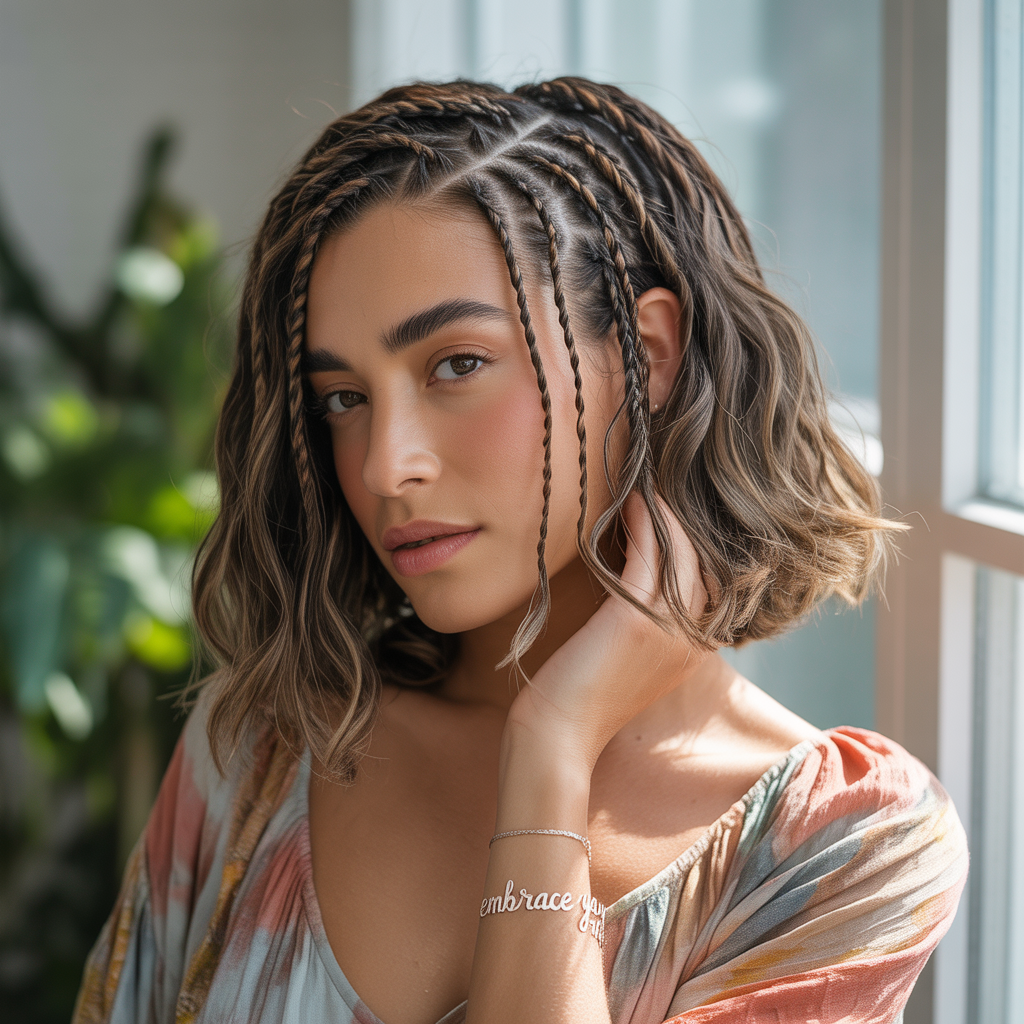 Textured Bob Side Part Braids