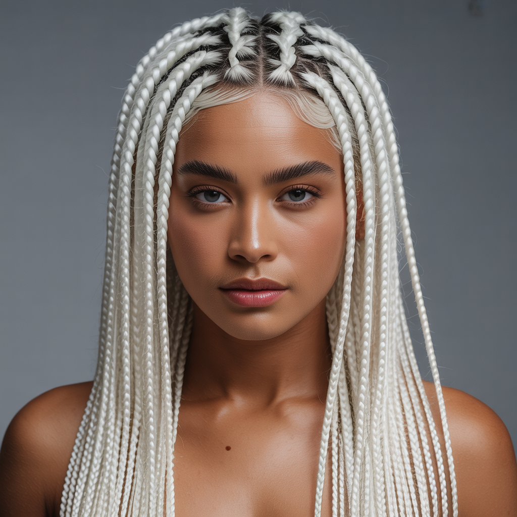 Platinum Blonde Side Part Braids