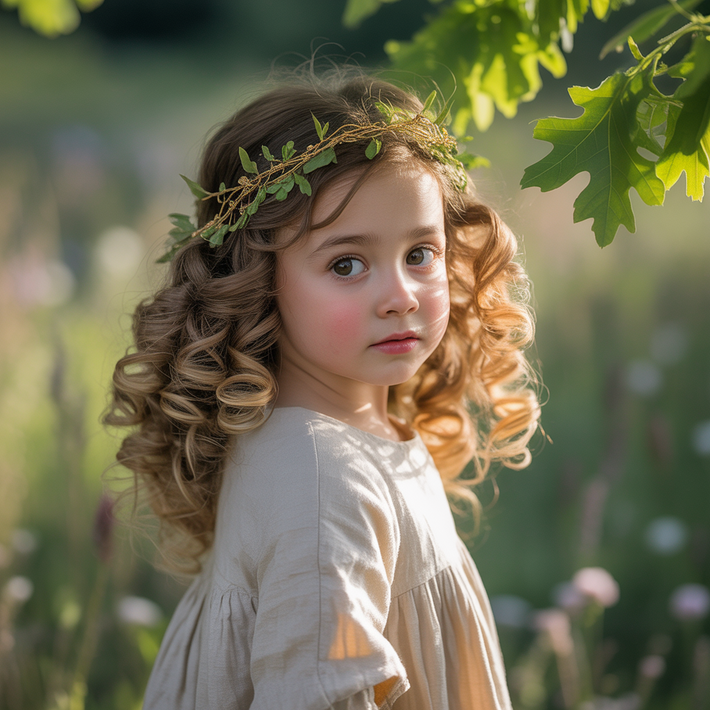 Spiral Curls with Decorative Hair Vine