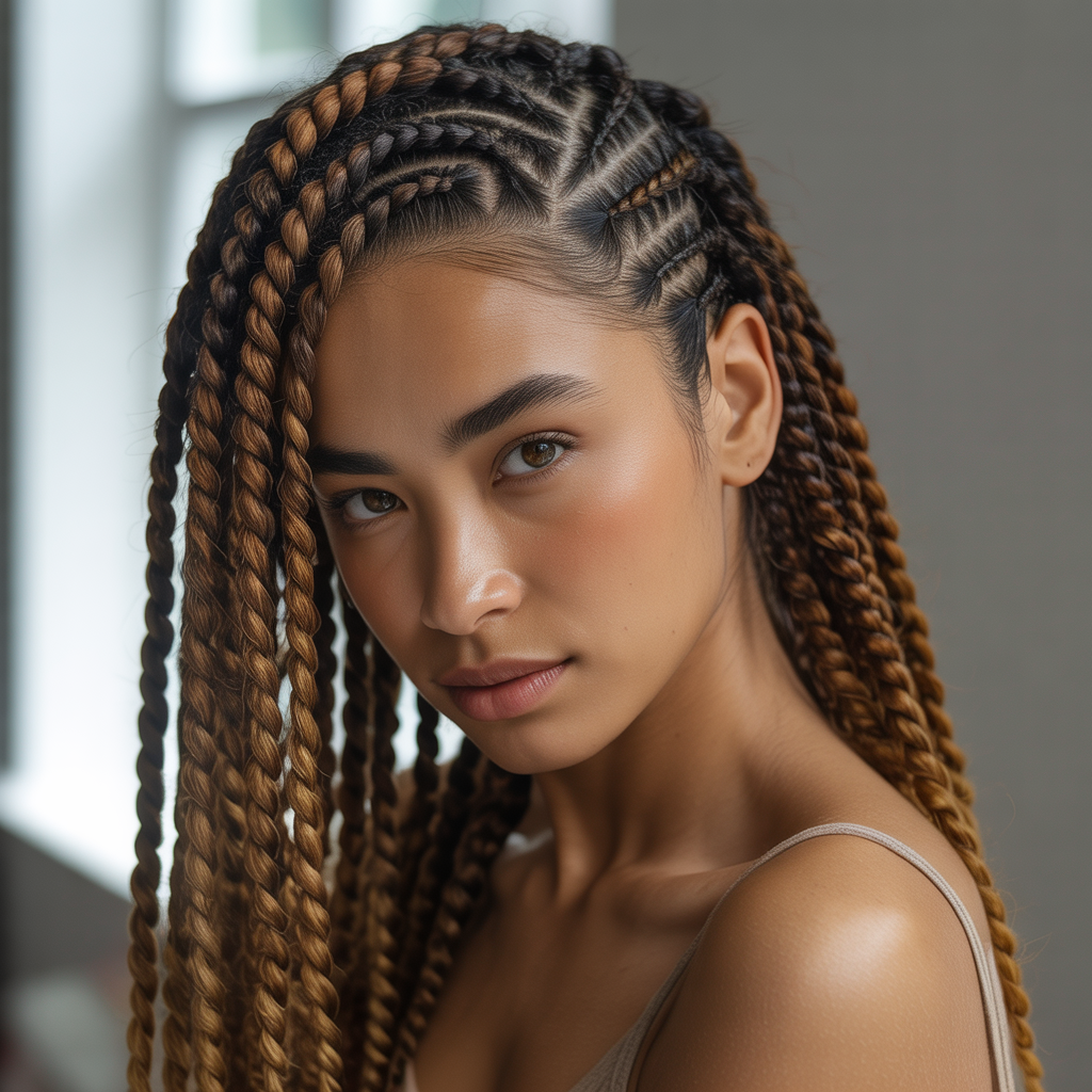 Braids and Twists Side Part Combination