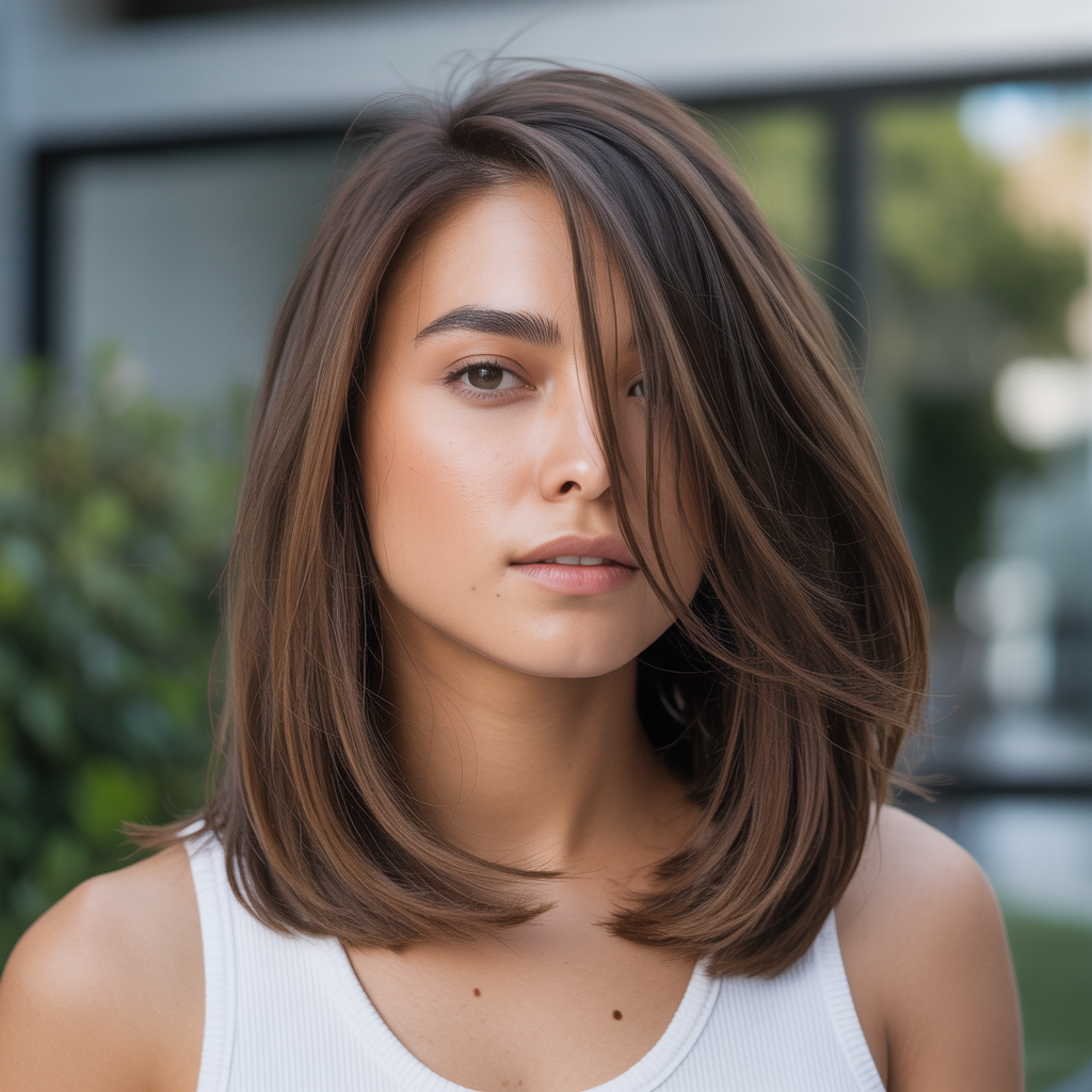 Layered Cut with Side-Swept Styling