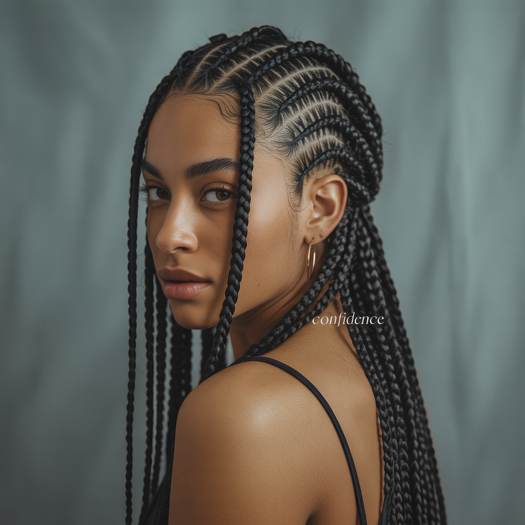 Micro and Regular Braids Side Part Mix