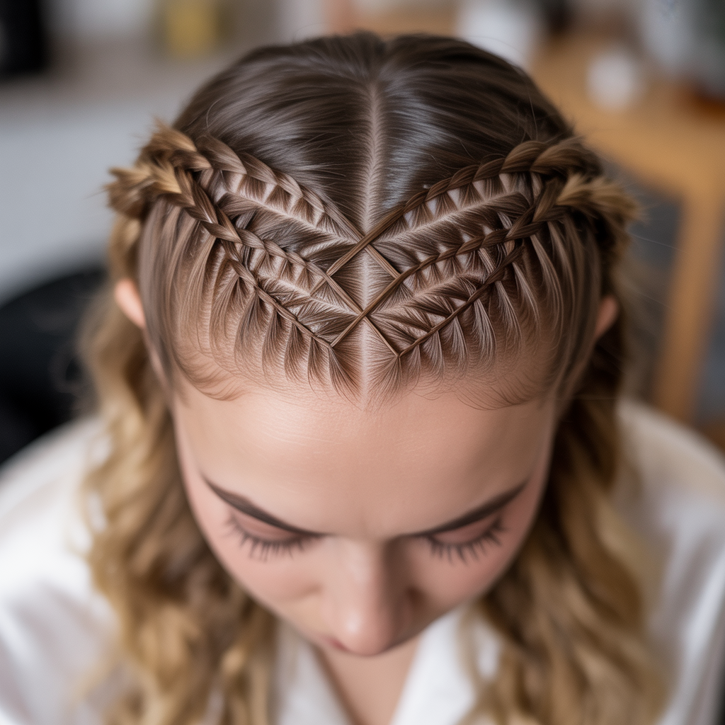 Geometric Pattern Side Part Braids