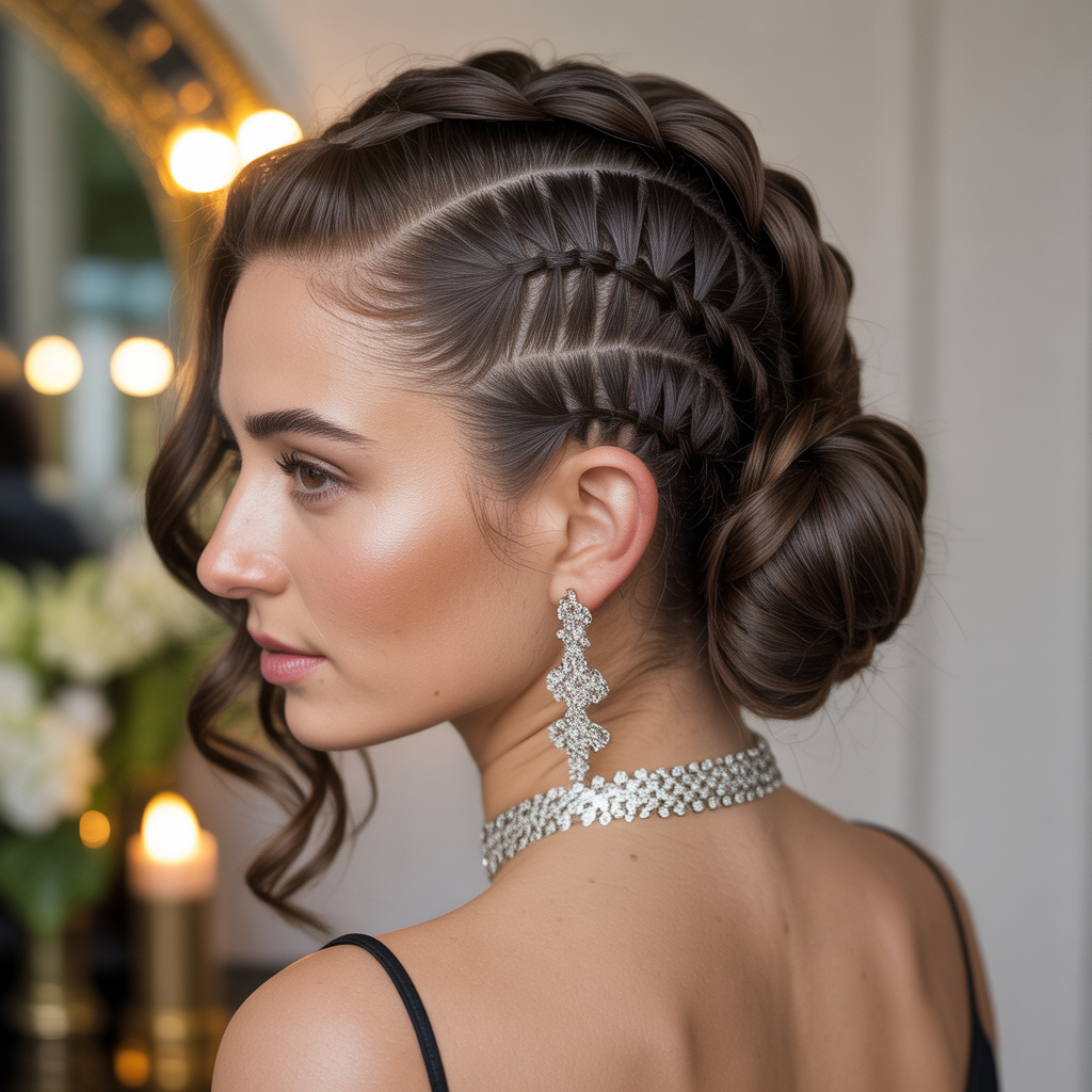 Braided Updo Side Part Style