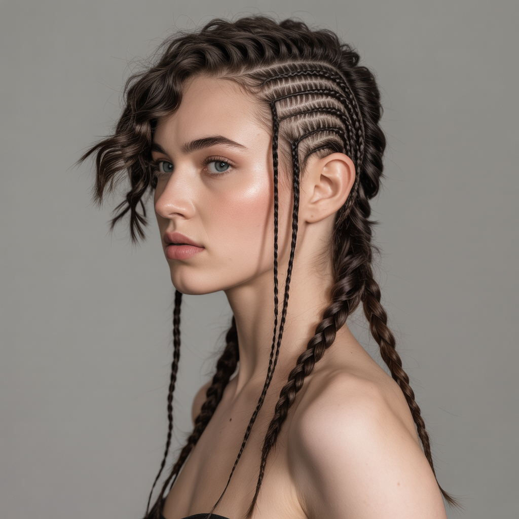 Extreme Asymmetrical Side Part Braids