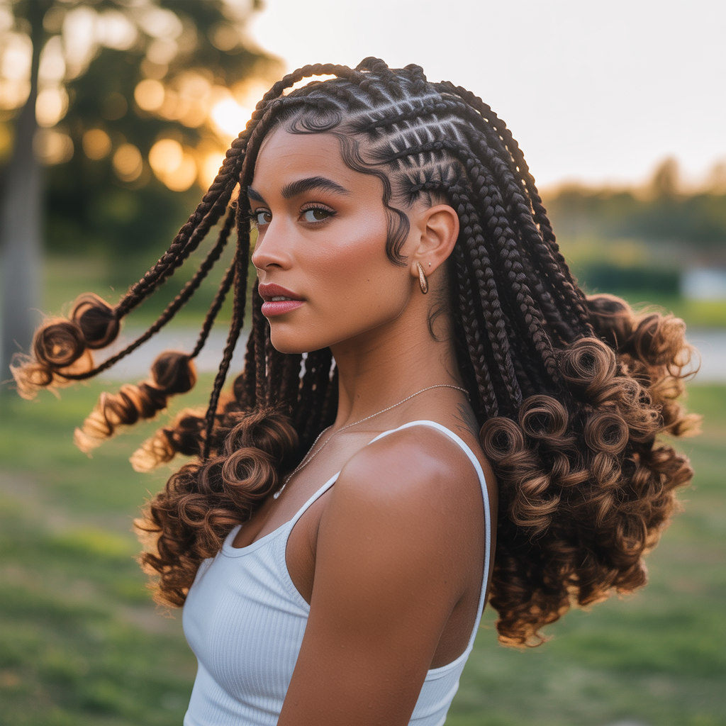 Jumbo Side Part with Spiral Curly Ends