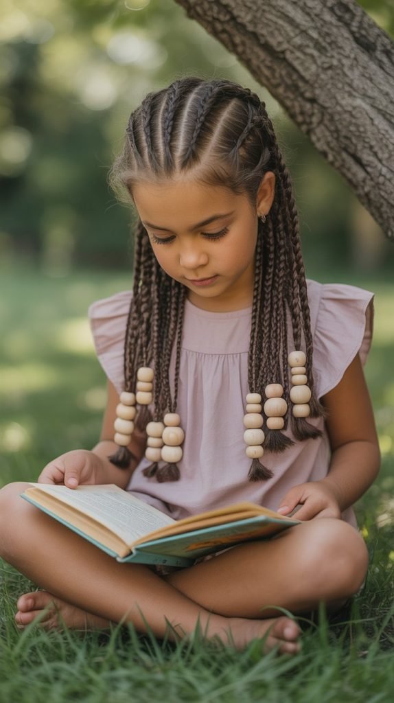 Boho Side Part Braids with Beads