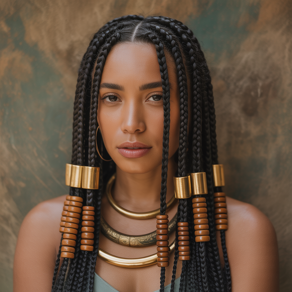 Accessorized Jumbo Side Part Braids