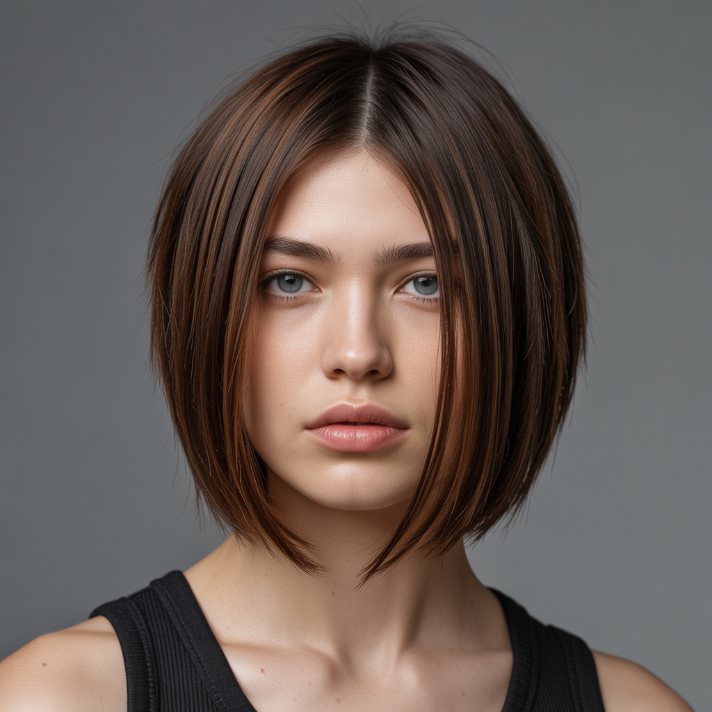 Asymmetrical Medium Cut with Diagonal Lines