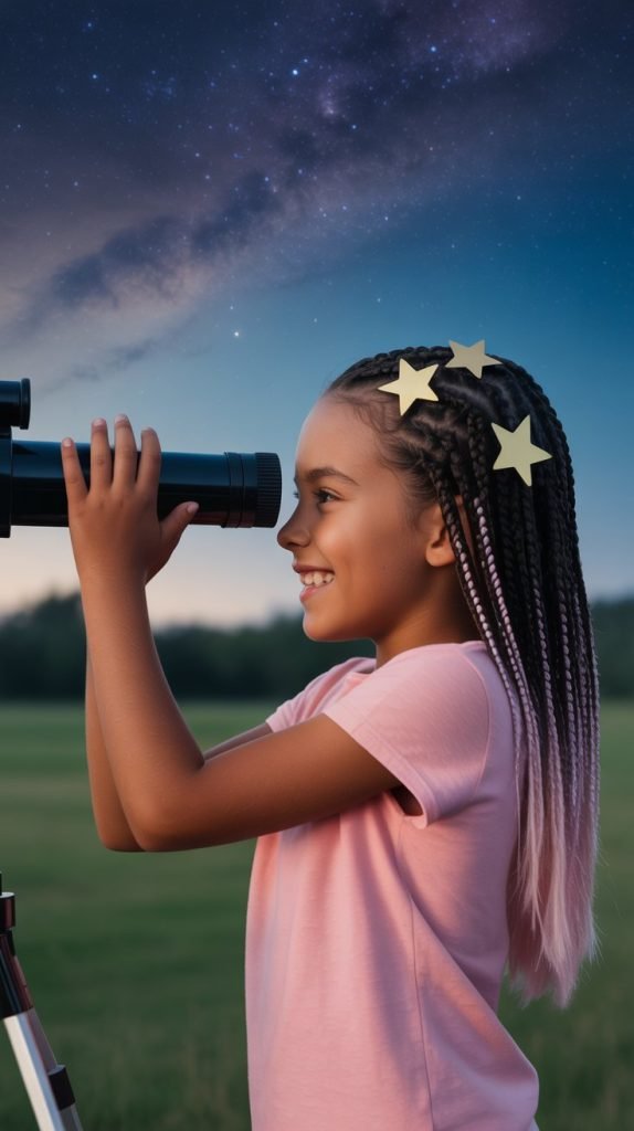 Side Part Braids with Star Accessories