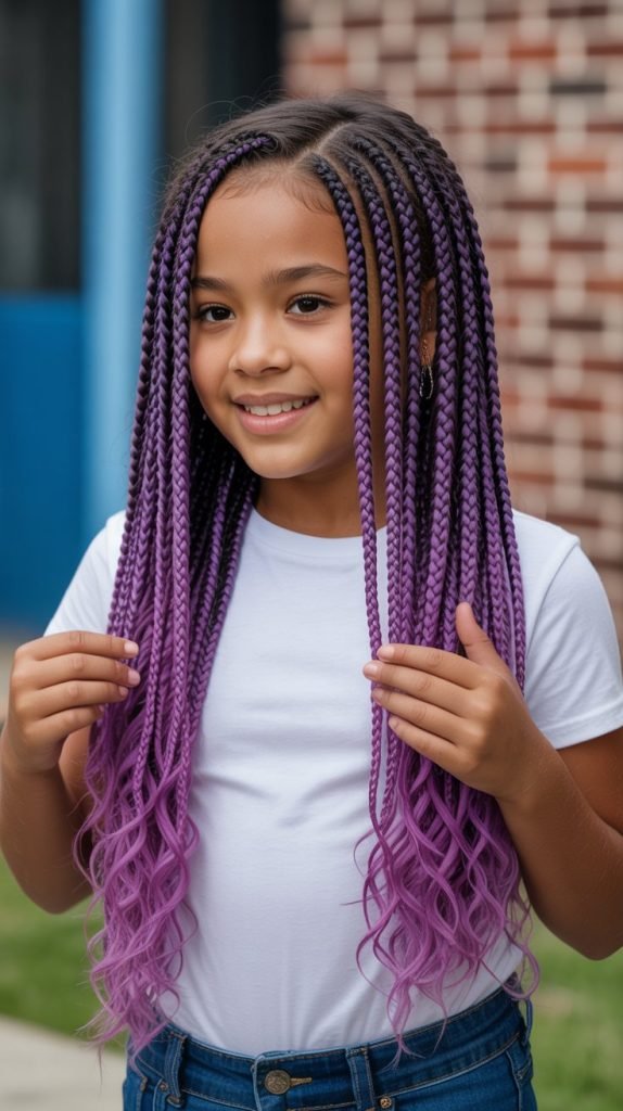 Colorful Ombre Side Part Braids