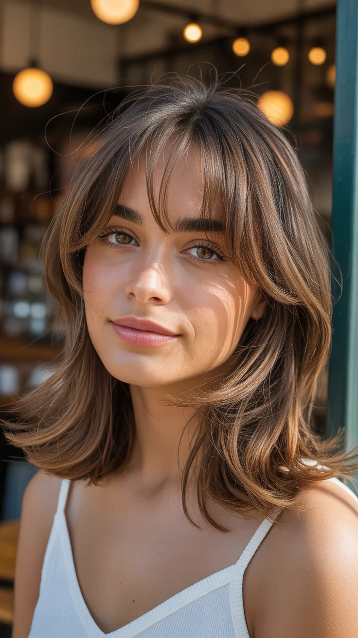 Medium Haircuts with Curtain Bangs