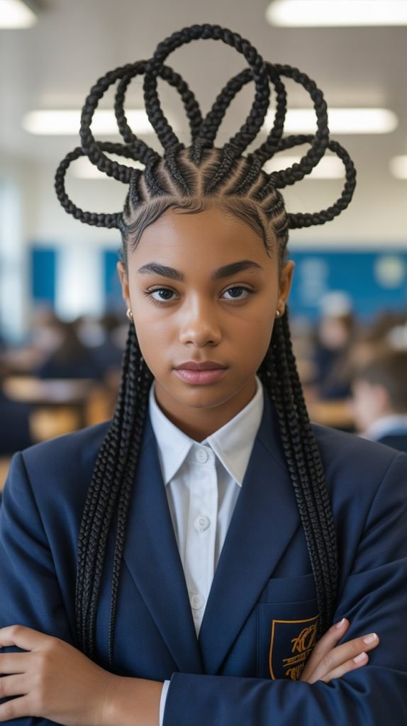 Protective Cornrow Updo