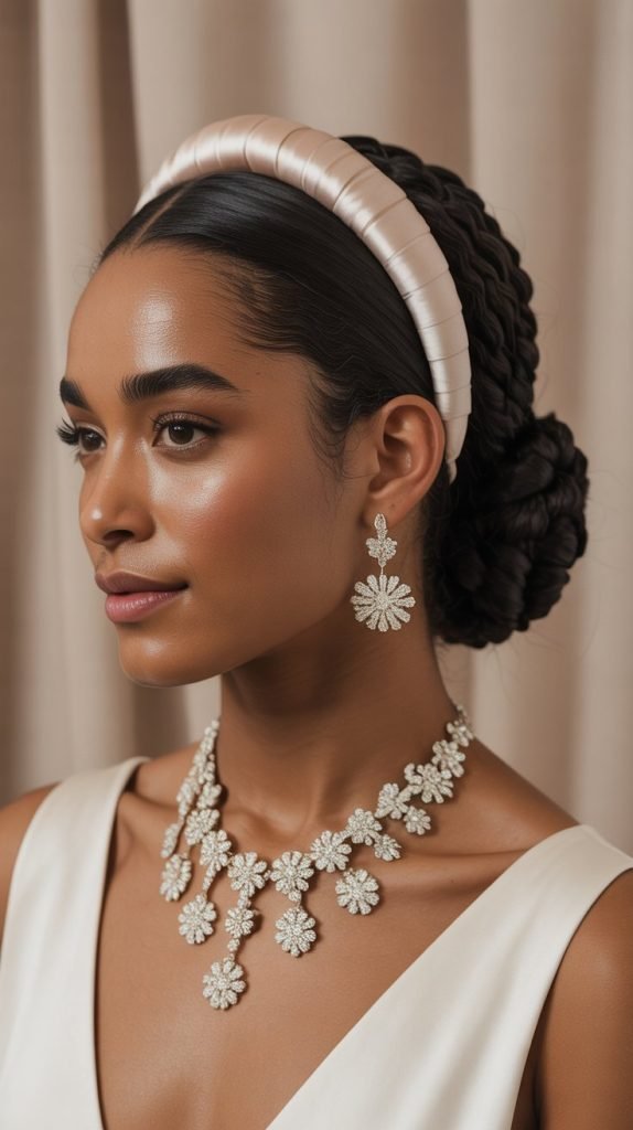 Low Bun with Headband Integration